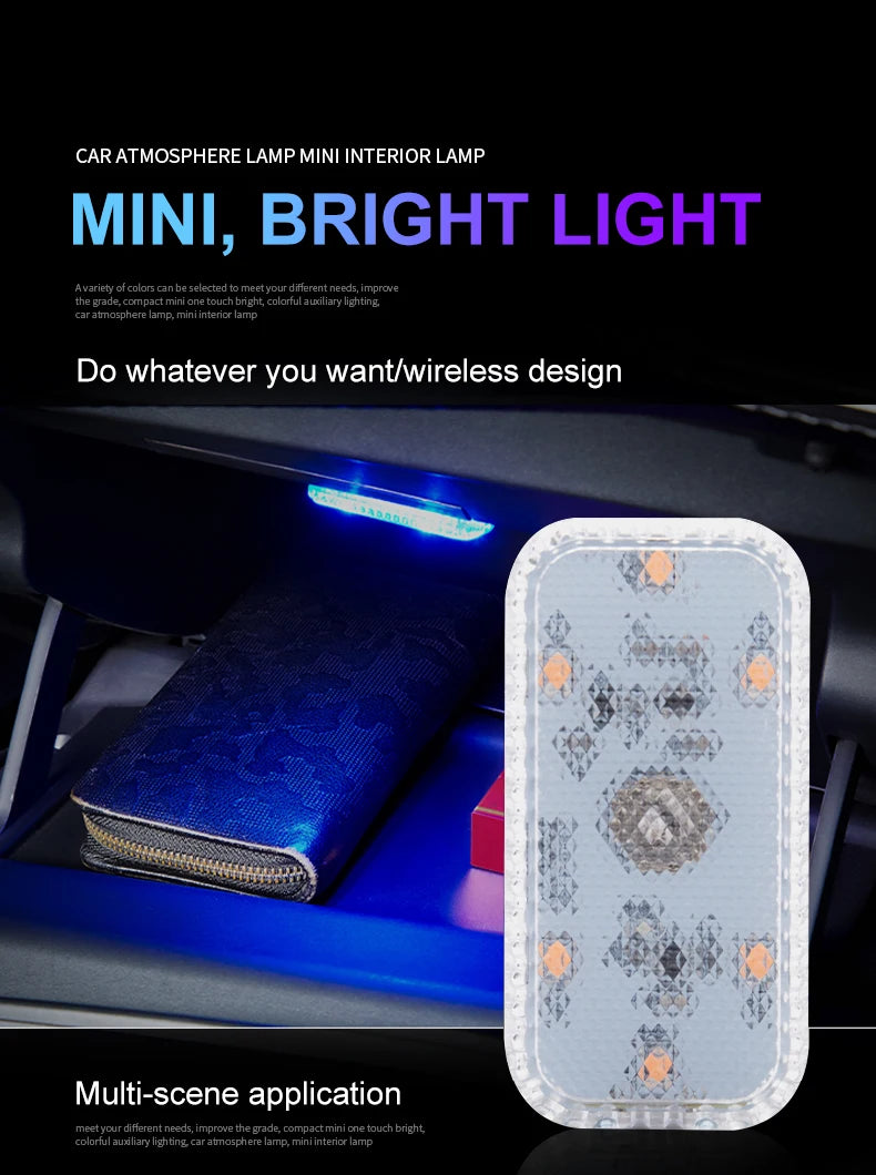Velnix™ NightGlow – Wireless Touch LED Car Interior Light | USB Rechargeable
