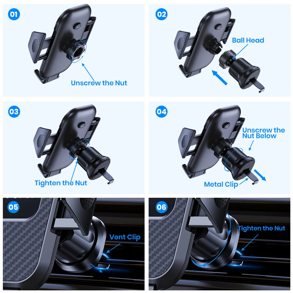 Universal Car Phone Holder – 360° Auto Lock Air Vent Mount