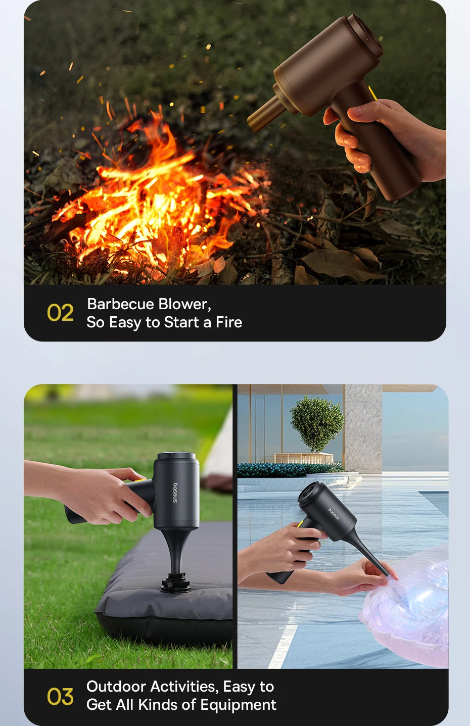 Baseus 4-in-1 Cordless Car Vacuum & Air Blower