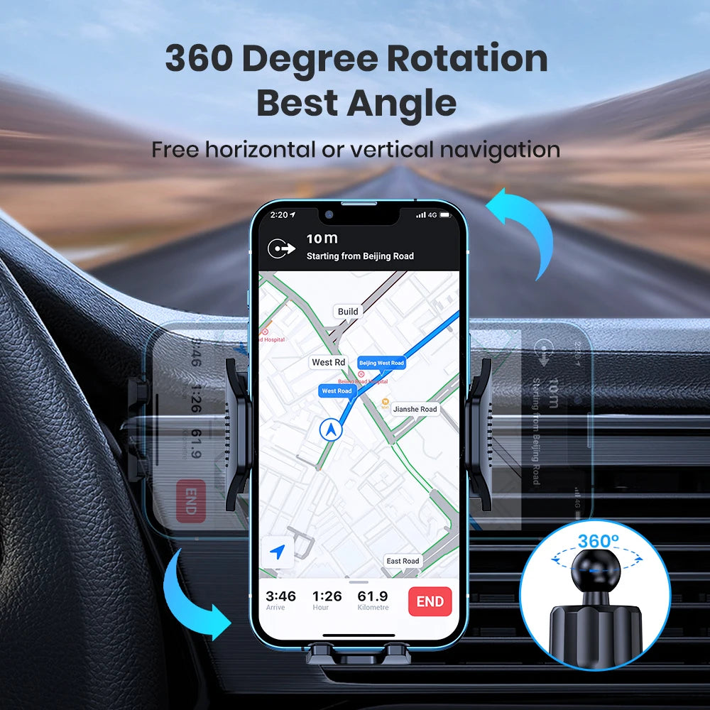 Universal Car Phone Holder – 360° Auto Lock Air Vent Mount