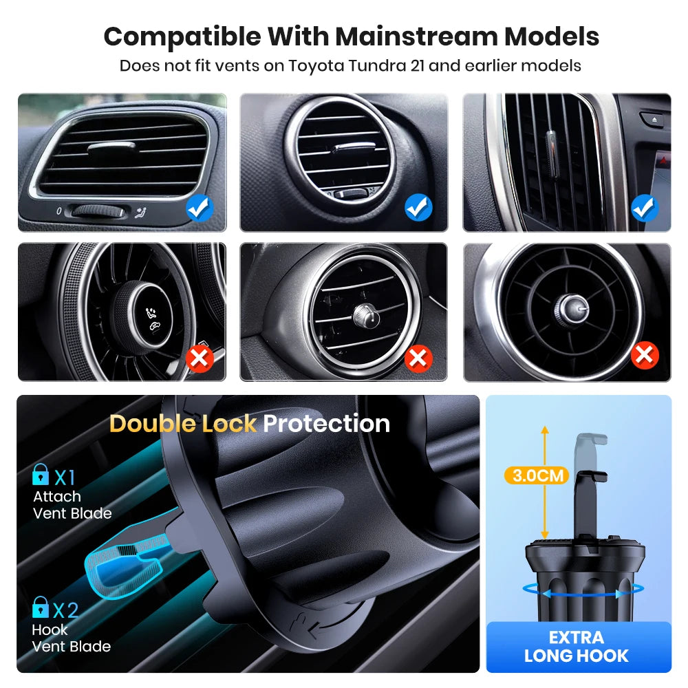 Universal Car Phone Holder – 360° Auto Lock Air Vent Mount