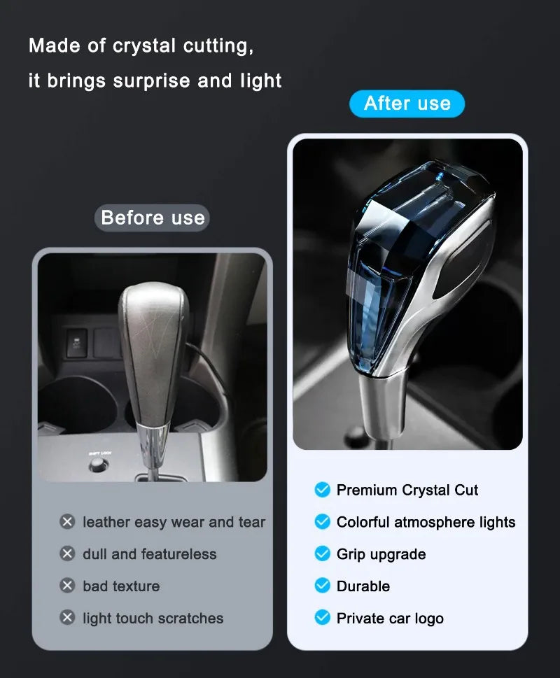 Velnix™ Premium Crystal LED Gear Shift Knob – Universal RGB Car Interior Accessory