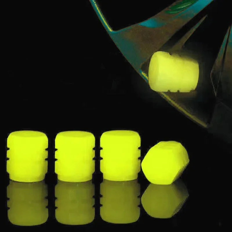 Velnix™ LumiGlow – Fluorescent LED Car Tire Valve Caps | Glow-in-the-Dark Wheel Accent Kit