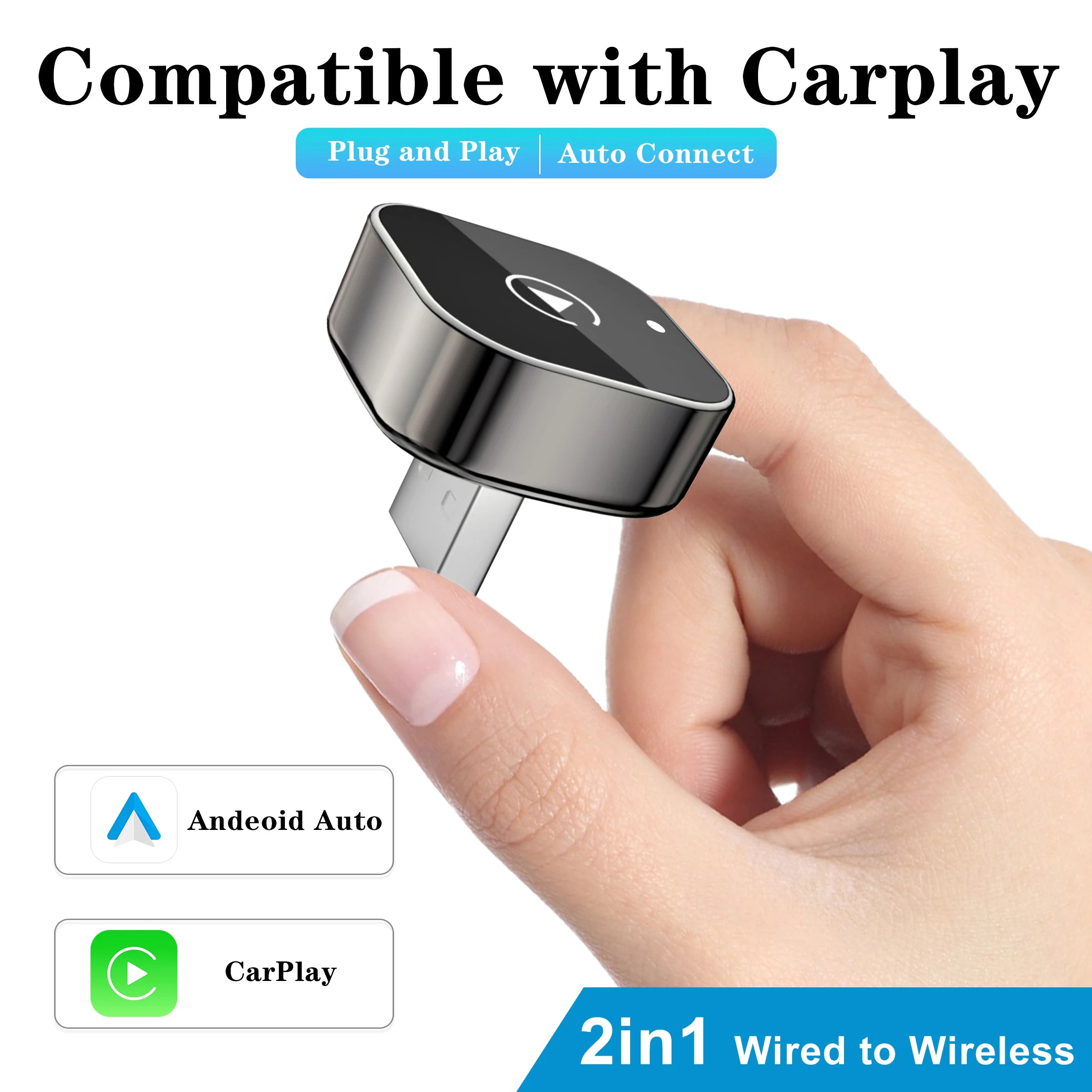 Velnix™ Premium 2-in-1 Wireless CarPlay Adapter – Wired to Wireless Converter | Fast Auto Connect | Plug & Play for iPhone