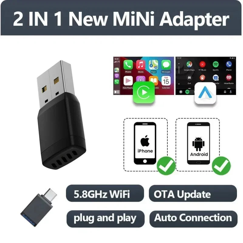 Velnix™ Wireless CarPlay & Android Auto Adapter – Plug & Play USB Dongle | Fast Bluetooth & WiFi Auto Connect | OTA Updates